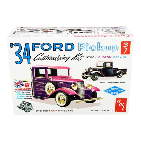 Amt Skill 2 Model Kit 1934 Ford Pickup Truck 3 in 1 Kit Trophy Series 1 by 25 Scale Model AMT1120 - main